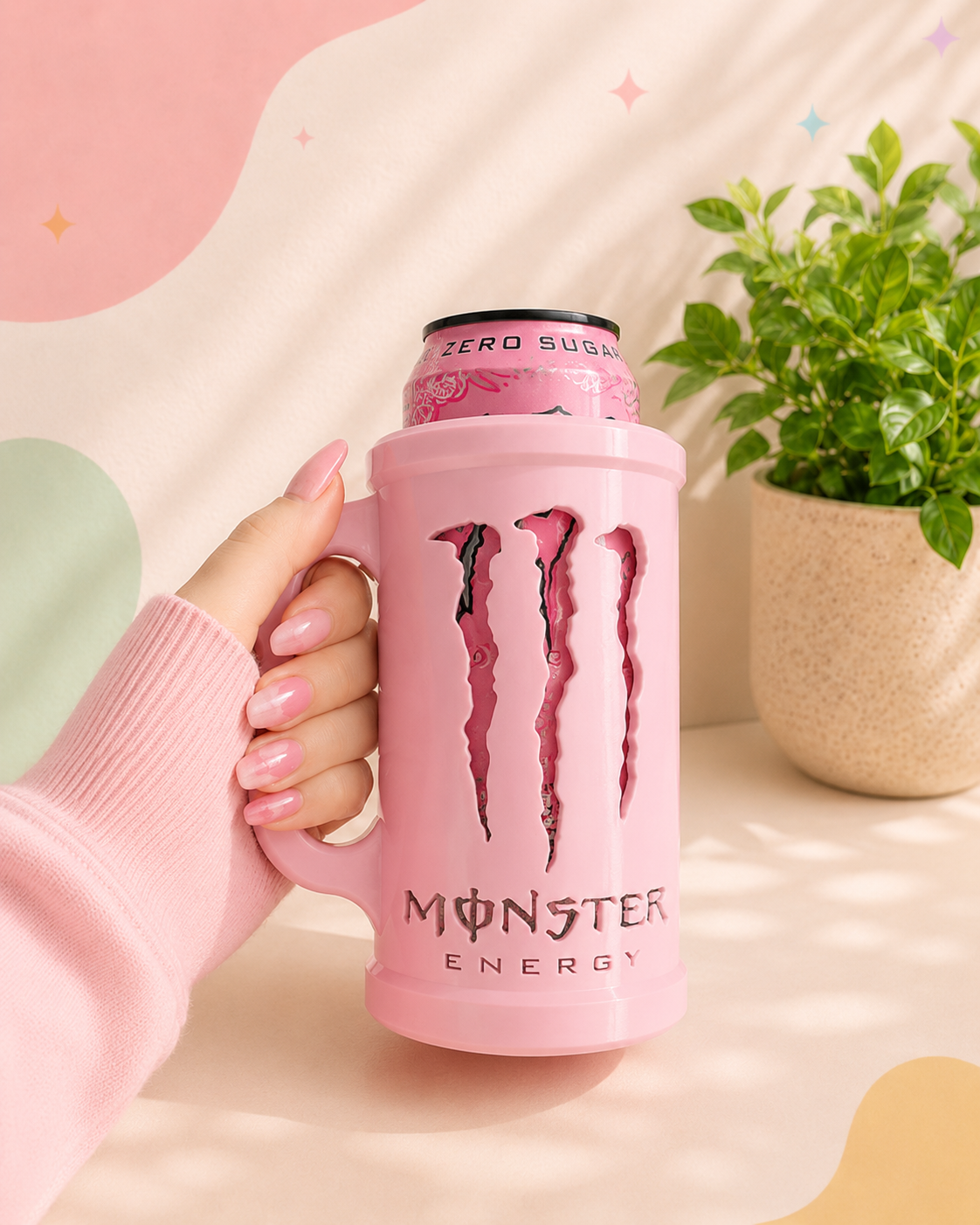 Monster Pink Holder | Porta Lata com Alça